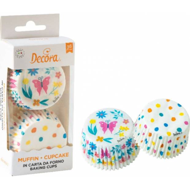 Košíčky na muffiny 36ks 50x32mm s puntíky a motýlem - Decora