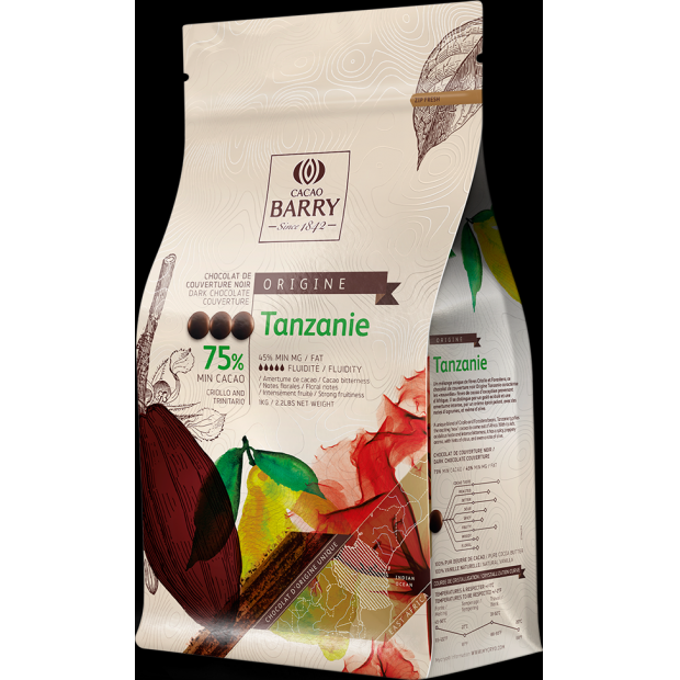 Cacao Barry Origin čokoláda TANZANIE hořká 75% 1kg - Callebaut