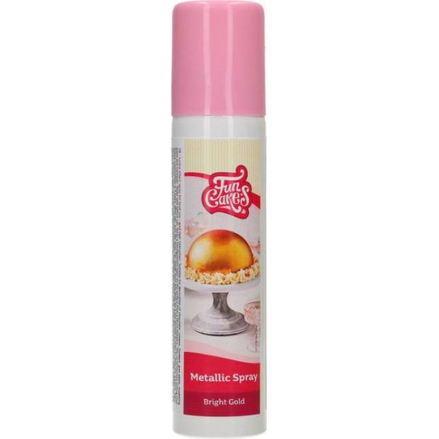 Metalický sprej bright gold 100ml - FunCakes