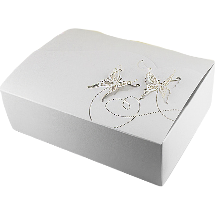 Svatební krabička na výslužku perleťová vzor motýl (18,5 x 13,5 x 5,8 cm) 8ks - Goldpress