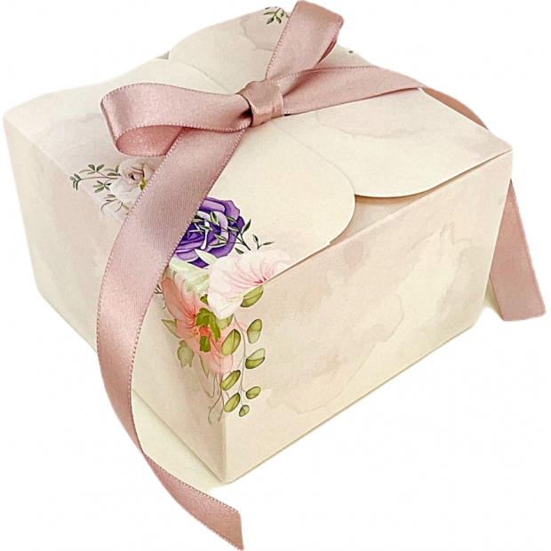 Svatební krabička na výslužku květy 110 × 110 × 70 mm 8ks - Goldpress