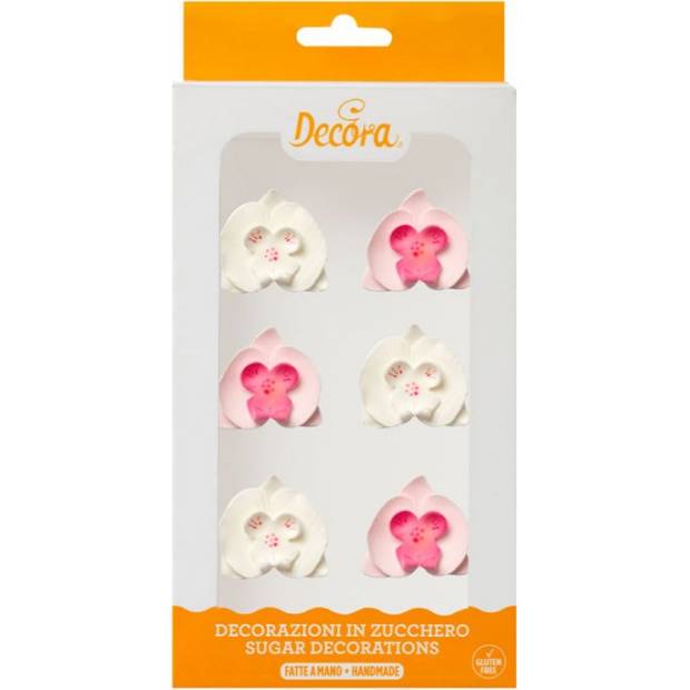 Cukrová dekorace orchideje, 6ks - Decora