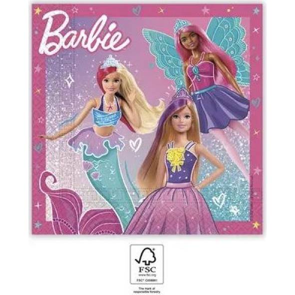 Papírové ubrousky barbie 33x33cm, 20ks - Procos