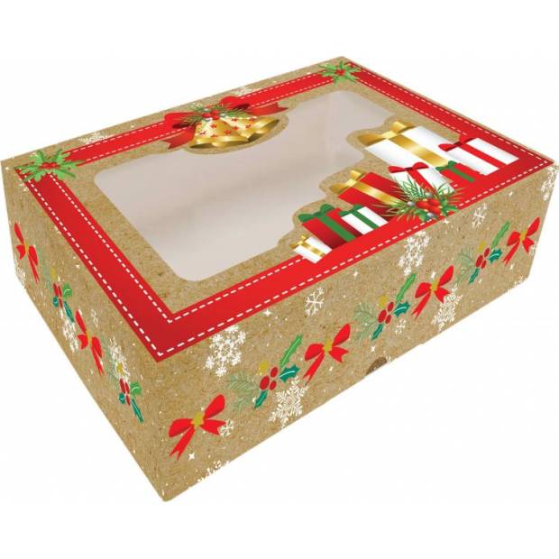 Krabička na cukroví skládací s okénkem 22x15x5cm 1ks dárečky - Alvarak