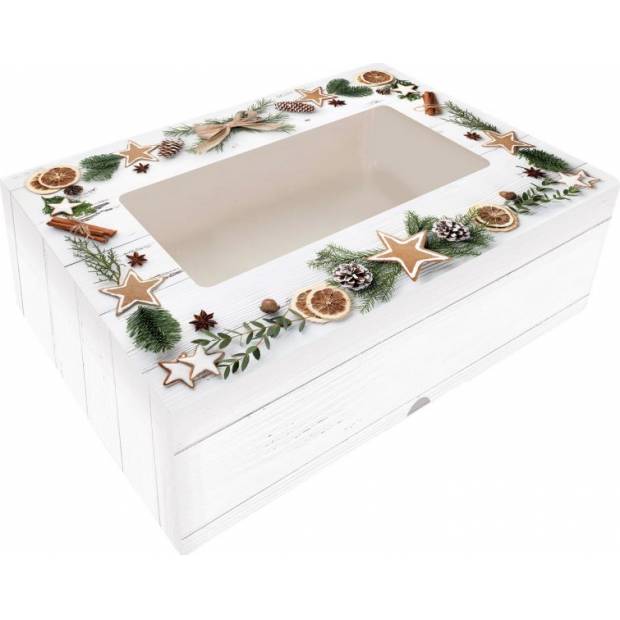 Krabička na cukroví skládací s okénkem 22x15x5cm  1ks vánoční dekorace - Alvarak