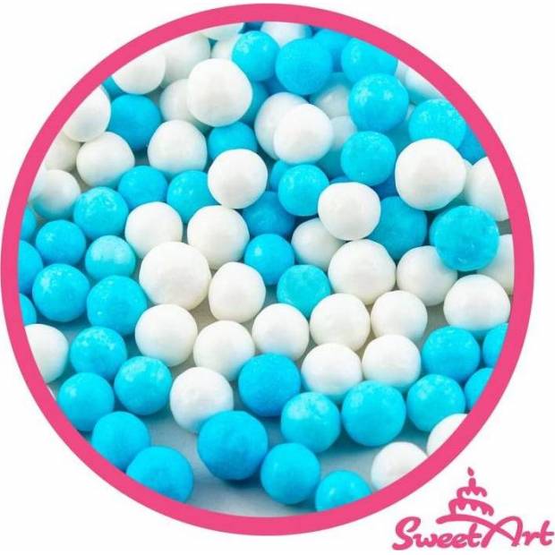 SweetArt cukrové perly modré a bílé 7 mm (80 g)