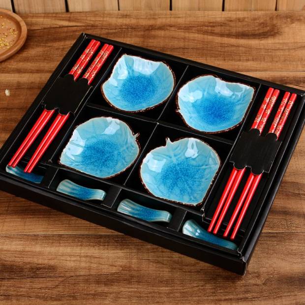 Sushi set 12ks blue leaf - Cakesicq