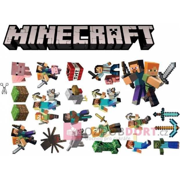 Jedlý papír k vystříhnutí Minecraft - Pictu Hap