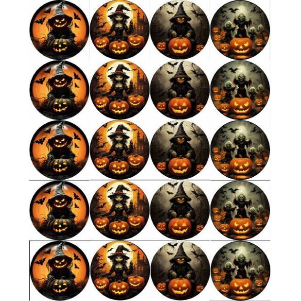 Jedlý papír k vystříhnutí na muffiny Halloween čarodějnice mix 5cm - PICTURE