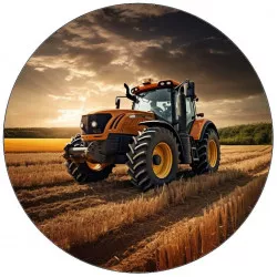 Jedlý papír traktor na poli žlutý 19,5cm