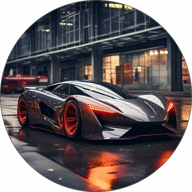 Jedlý papír Super car šedé 19,5cm