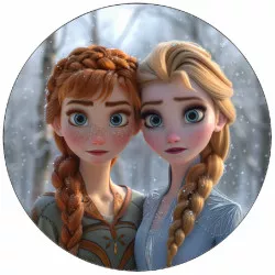 Jedlý papír Anna a Elsa v objetí 19,5 cm
