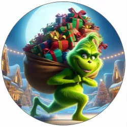 Jedlý papír Grinch s dárky 19,5 cm