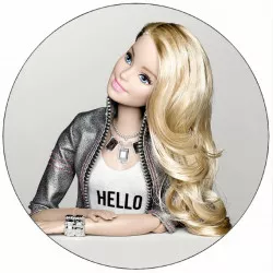 Jedlý papír Barbie šedé pozadí 19,5 cm