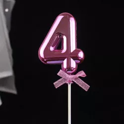 Zápich do dortu růžový číslo 4 - Cakesicq