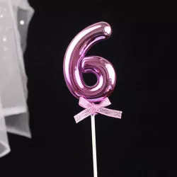 Zápich do dortu růžový číslo 6 - Cakesicq