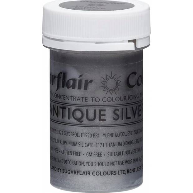 Gelová barva antique silver 25 g - Sugarflair