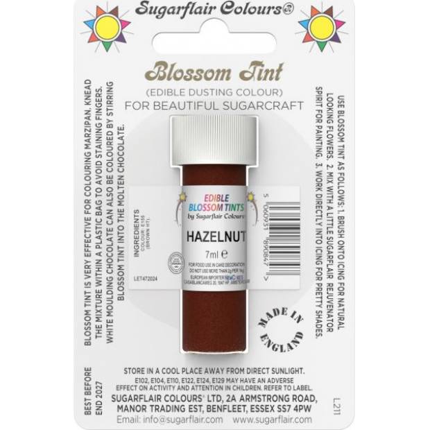 Jedlá prachová barva hazelnut 7ml - Sugarflair