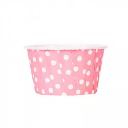 Košíčky na muffiny růžové s puntíky a pevným okrajem 60x40mm 100ks - Cakesicq