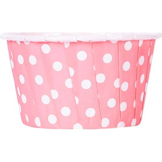 Košíčky na muffiny růžové s puntíky a pevným okrajem 60x40mm 100ks - Cakesicq
