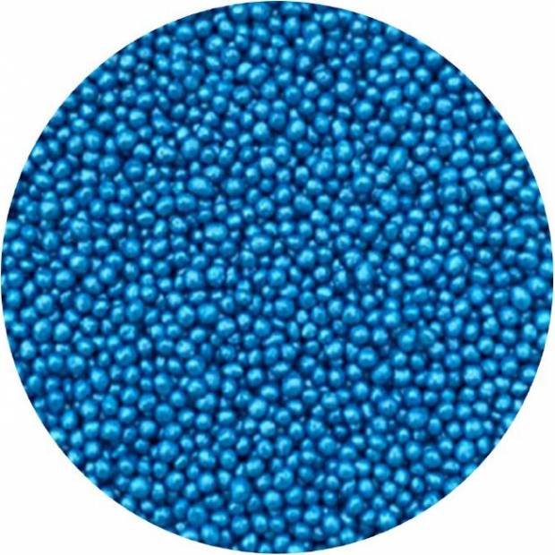 Cukrové perličky modré metalické 2mm 1kg - I LOVE CAKES