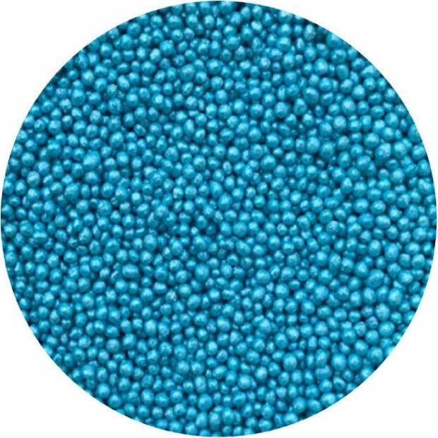 Cukrové perličky modré světle metalické 2mm 1kg - I LOVE CAKES