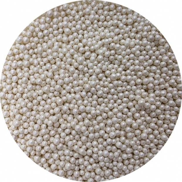Cukrové perličky metalické bílé 3-4mm 80g - I LOVE CAKES