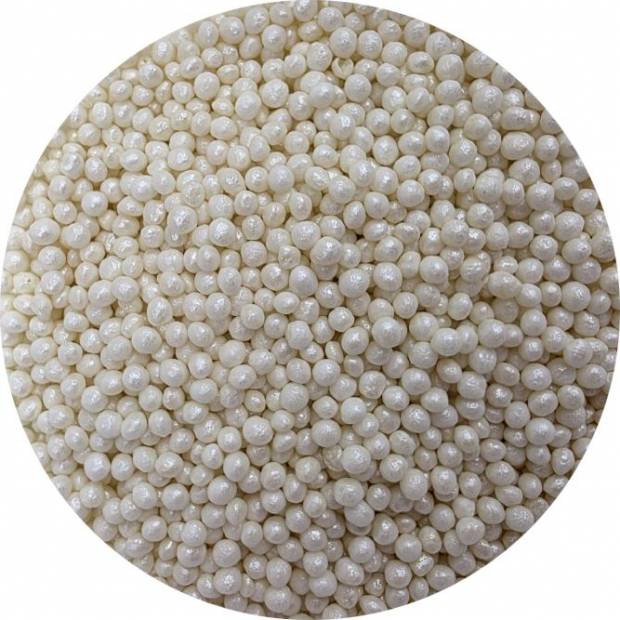 Cukrovo-rýžové perly bílé perleťové 3-4mm 80g - I LOVE CAKES