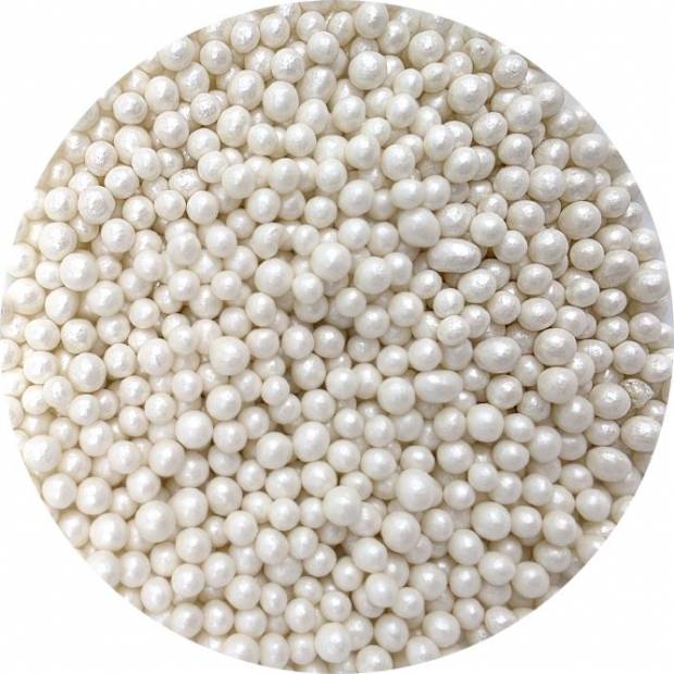 Cukrovo-rýžové perly bílé perleťové 5mm 1kg - I LOVE CAKES