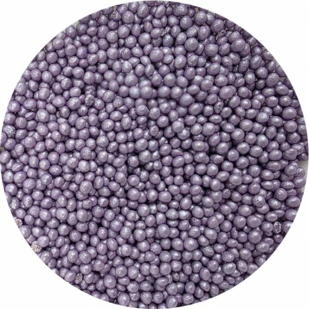 Cukrovo-rýžové perly levandulové perleťové 3-4mm 80g - I LOVE CAKES