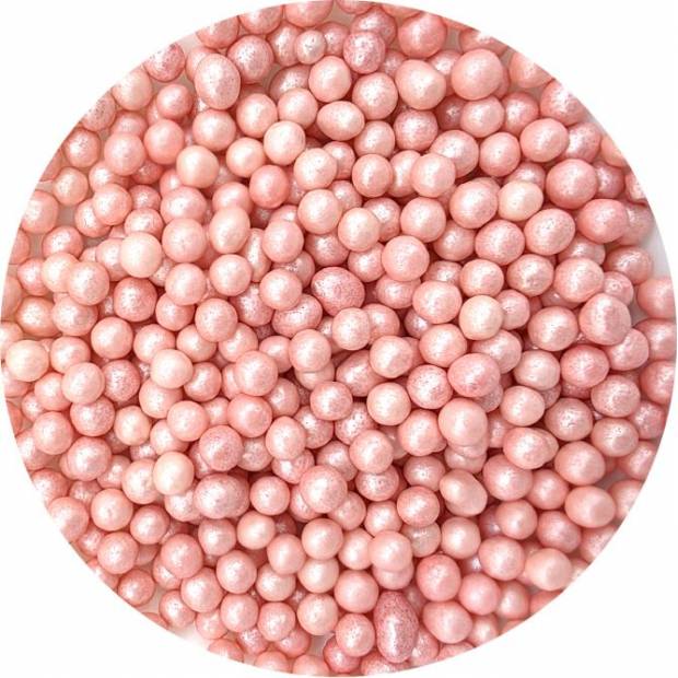 Cukrovo-rýžové perly růžové perleťové 7mm 80g - I LOVE CAKES