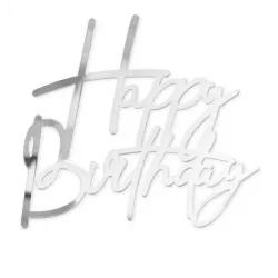 Zápich Happy Birthday stříbrný 12,5x12cm - Party Pal