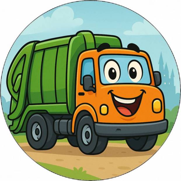 Jedlý papír popelářské auto kreslené 19,5cm - Pictu Hap