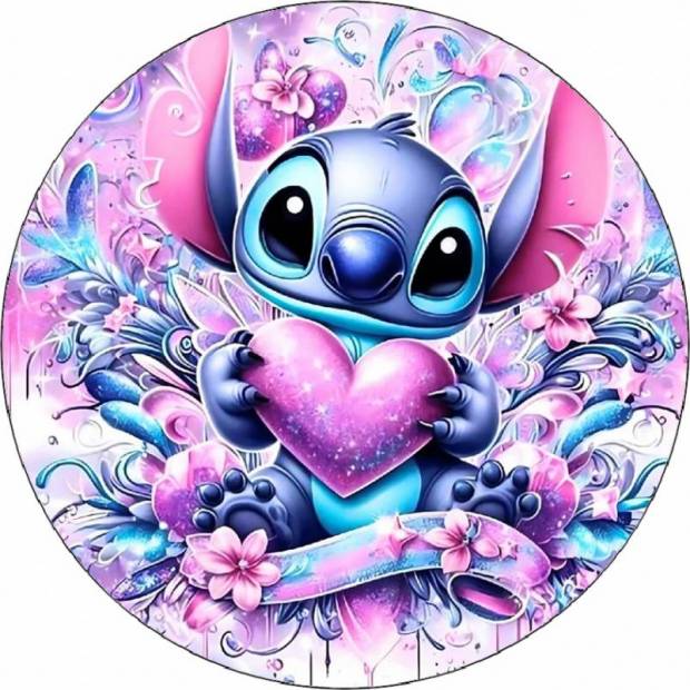 Jedlý papír Stitch se srdíčkem 19,5cm - Pictu Hap