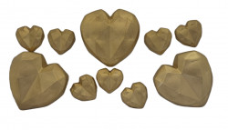 Zlaté srdce nejedlá cukrová dekorace 10cm - Gricko Ivanjica