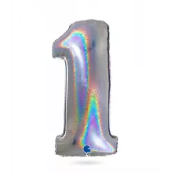 Nafukovací balónek číslo 1 hologram102 cm - Grabo