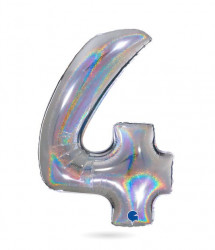 Nafukovací balónek číslo 4 hologram102 cm - Grabo