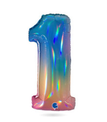 Nafukovací balónek číslo 1 duhový 102 cm - Grabo