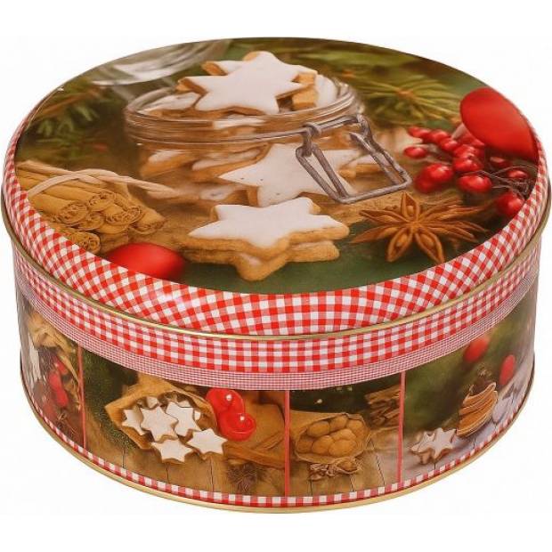 Kulatá plechová dóza na cukroví 20x9cm - Alvarak