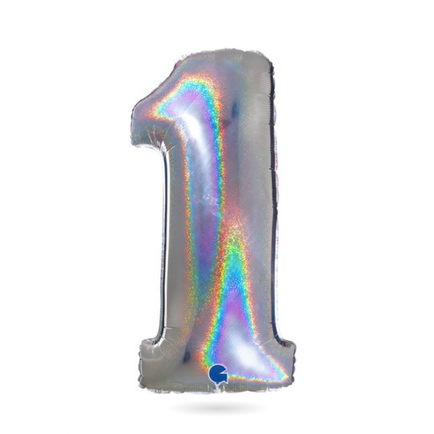 Nafukovací balónek číslo 1 hologram102 cm - Grabo