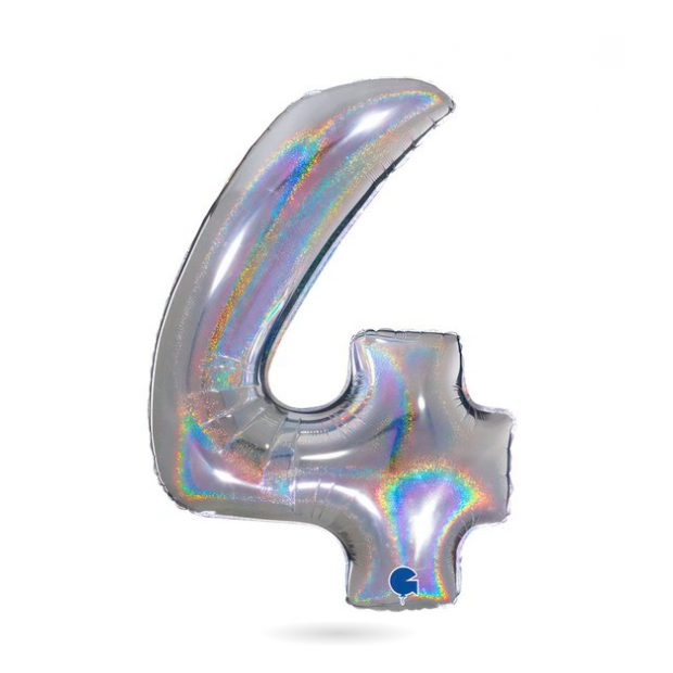 Nafukovací balónek číslo 4 hologram102 cm - Grabo