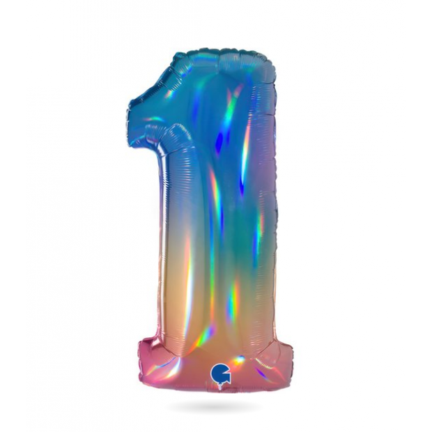 Nafukovací balónek číslo 1 duhový 102 cm - Grabo