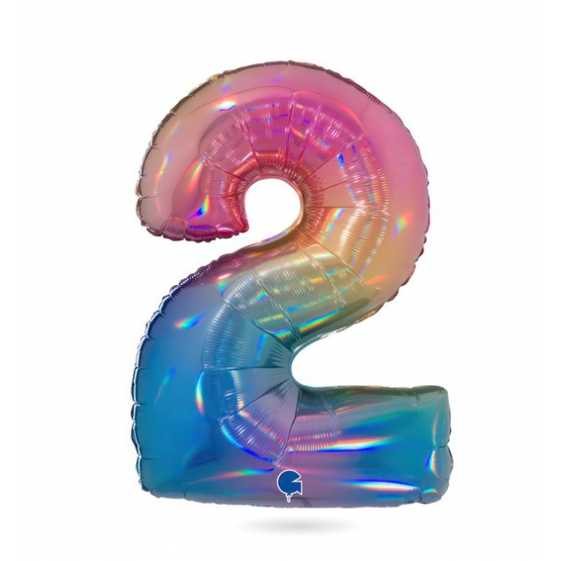Nafukovací balónek číslo 2 duhový 102 cm - Grabo