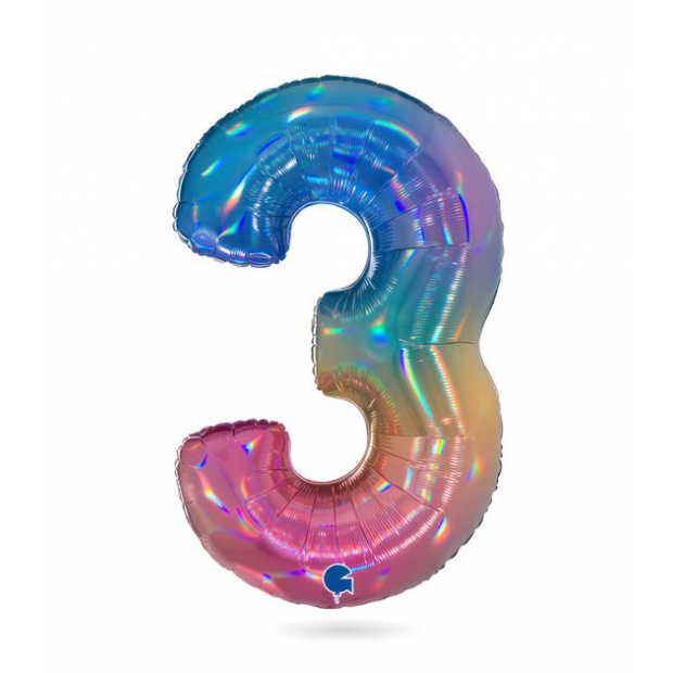 Nafukovací balónek číslo 3 duhový 102 cm - Grabo