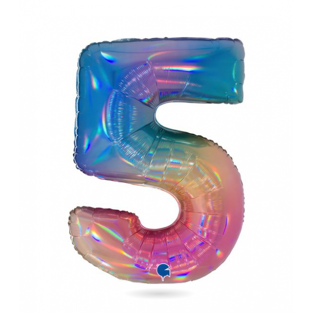 Nafukovací balónek číslo 5 duhový 102 cm - Grabo