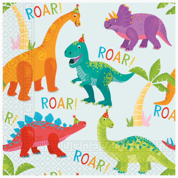 Papírové ubrousky dinosauři 33x33cm 20ks - Procos