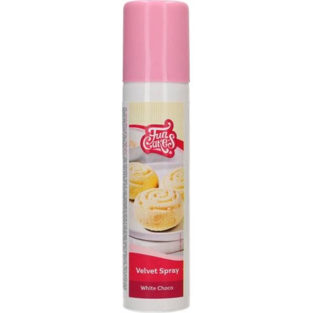 Barva ve spreji se sametovým efektem - bílá čokoláda 100ml - FunCakes