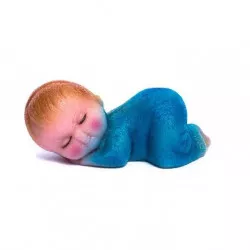 Modré spící miminko z marcipánu 35g, 7cm - Frischmann vyškov