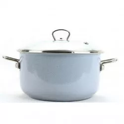 Smaltovaný hrnec se skleněnou poklicí o 16 cm – 1.5 l – PREMIUM šedý | BELIS - Belis