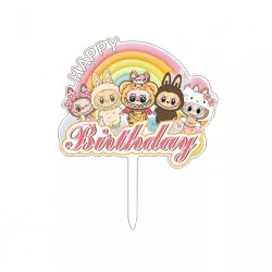 Zápich na dort Happy Birthday Labubu - Cakesicq